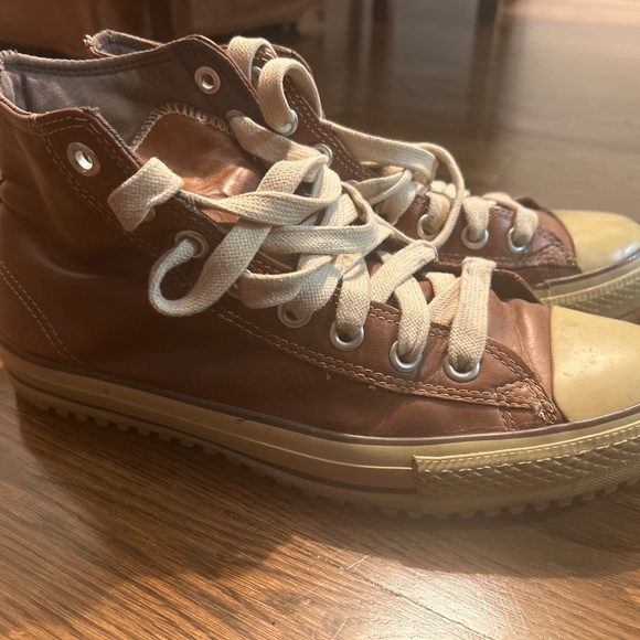 Converse Leather High Top Sneakers Brown - Picture 3 of 7